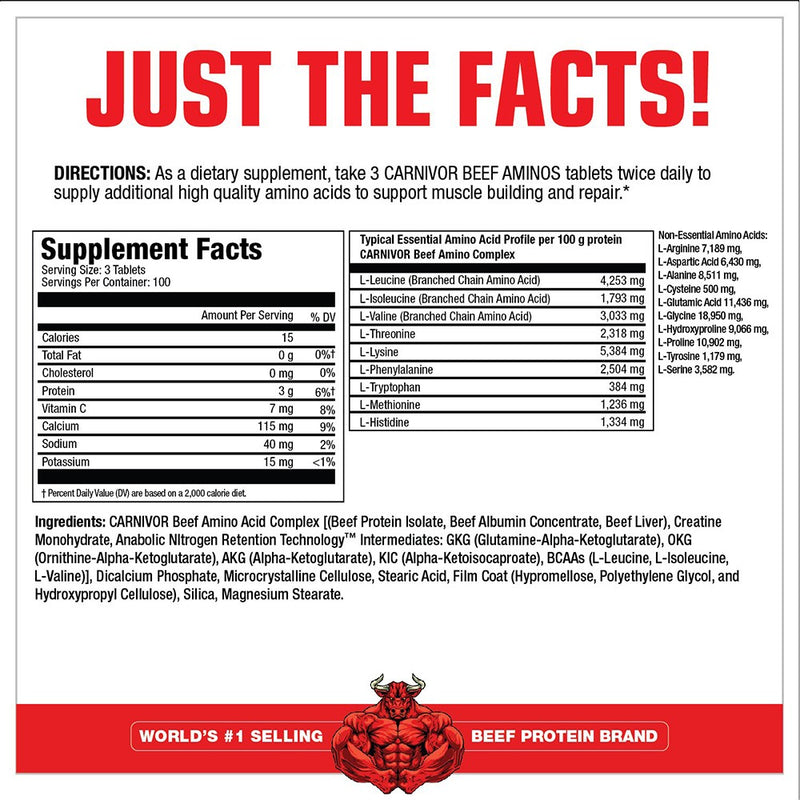 MUSCLE MEDS CARNIVOR BEEF AMINO 300 TAB
