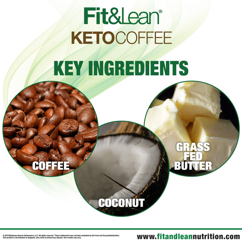 Fit & Lean Keto Coffee Premium Gourmet Ketogenic Medium Roast Instant Coffee Blend, Natural Flavors, 7.93 oz