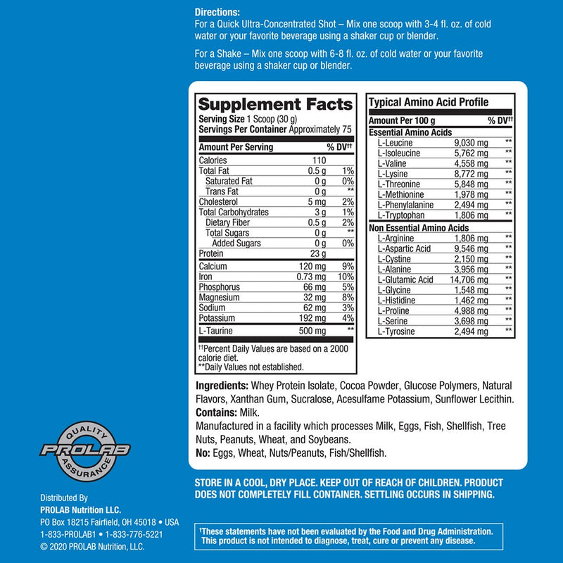 PROLAB: WHEY ISOLATE 5LBS MILK CHOCOLATE